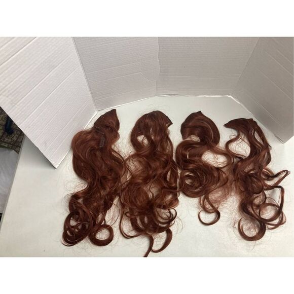 Four 19” Red Hair Extensions Hairpiece Synthetic‎ - Picture 5 of 5